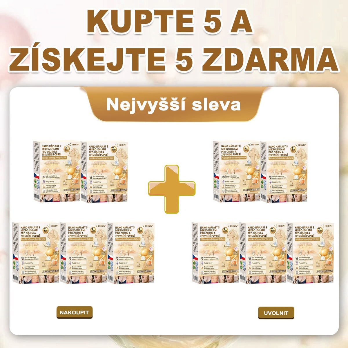 HISKIN®🏆 Náplast s nano mikrojehličkami pro objem, pozvednutí a zpevnění poprsí Volufiline + Exosome + Copper Peptide formule poháněná technologií buněčné obnovy