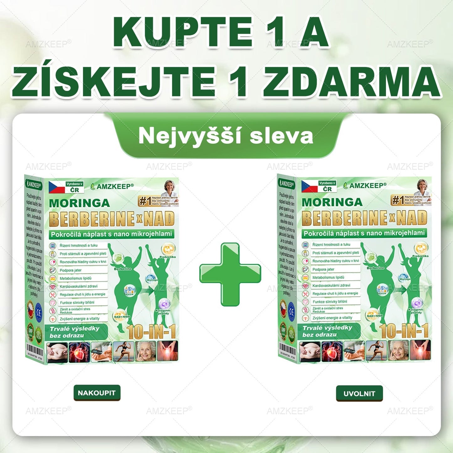 🇨🇿 🔥 50% SLEVA | Lékařsky vyvinutá AMZKEEP® náplast Moringa Berberin × NAD+ 10 v 1 | Pokročilá nano-mikrojehlová technologie | Viditelné výsledky již za 7 dní