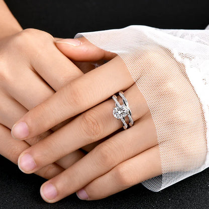 OXTAO 7x9mm 2.0 Carat  Oval Cut Moissanite Engagement Ring Set 925 Sterling Sliver Wedding Promise Bands Jewelry for Women