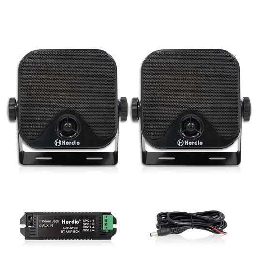 Herdio 4''  Waterproof Speaker Bluetoot Marine 100W Heavy Duty Boat Surface Mounted For Camper Skid Steer ATV UTV RZR Golf Cart