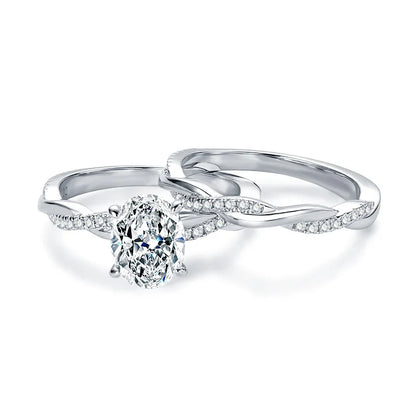 OXTAO 7x9mm 2.0 Carat  Oval Cut Moissanite Engagement Ring Set 925 Sterling Sliver Wedding Promise Bands Jewelry for Women