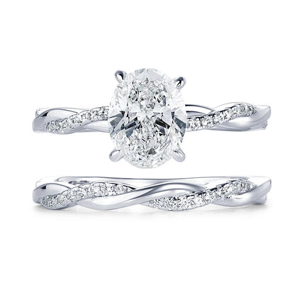 OXTAO 7x9mm 2.0 Carat  Oval Cut Moissanite Engagement Ring Set 925 Sterling Sliver Wedding Promise Bands Jewelry for Women